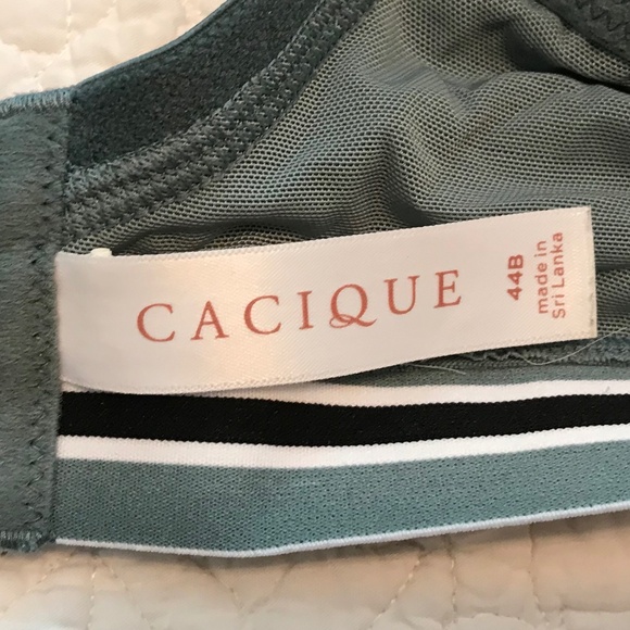 Cacique cotton boost plunge dusky green lace bra (44B) - Picture 3 of 11